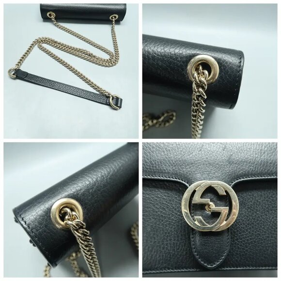 Gucci Interlocking Black Leather Shoulder Bag 823-022425 - Picture 7 of 12